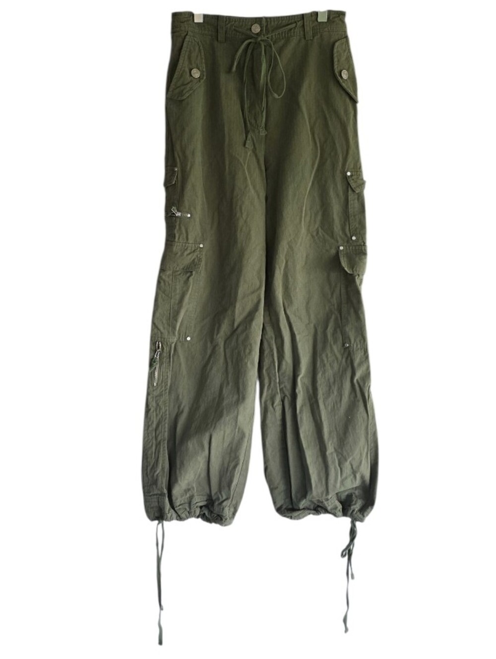 FRNCH Paris Cargos XS Boho City Babe Olive Green Cargo Crop Jogger Pants